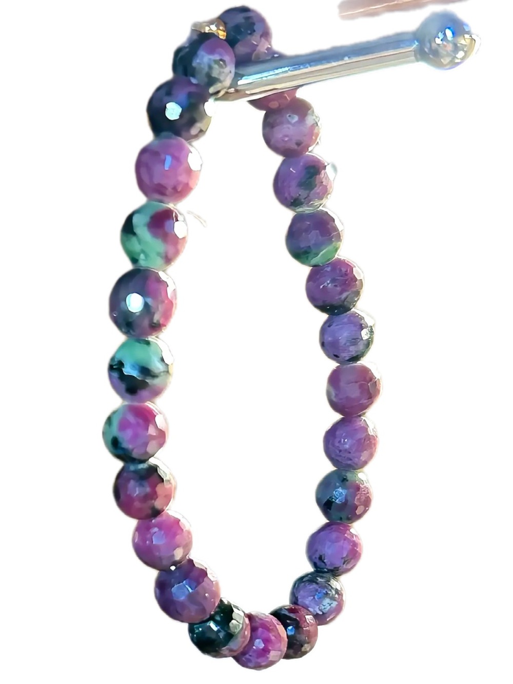 Ruby Zoisite Anyolite Faceted Diamond Cut Custom Stretch 8mm Natural